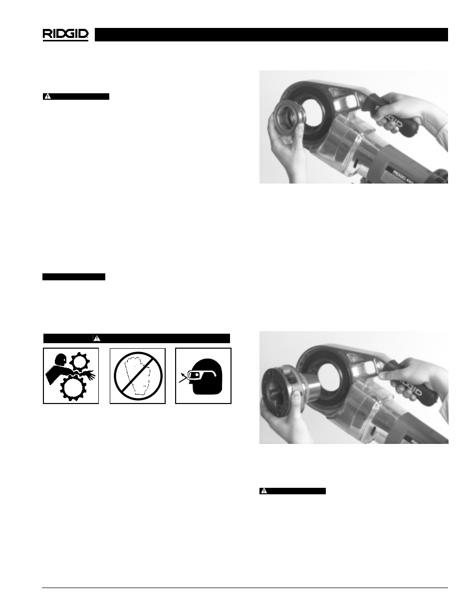 Le filetage avec têtes de filière 11-r, Montage de l’adaptateur, Le filetage avec les têtes de filière type 11-r | RIDGID 690 User Manual | Page 19 / 37