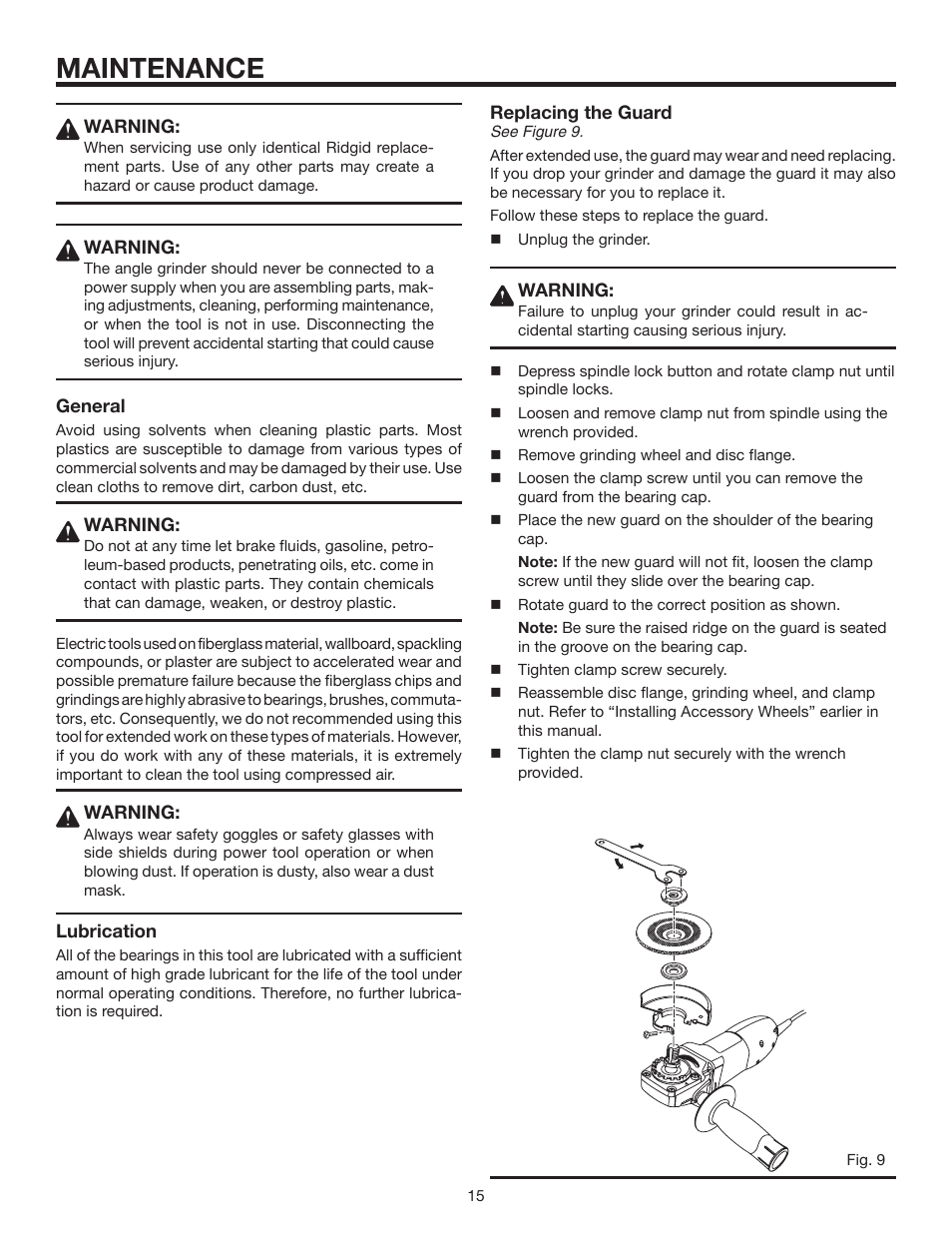 Maintenance | RIDGID R1000 User Manual | Page 15 / 20