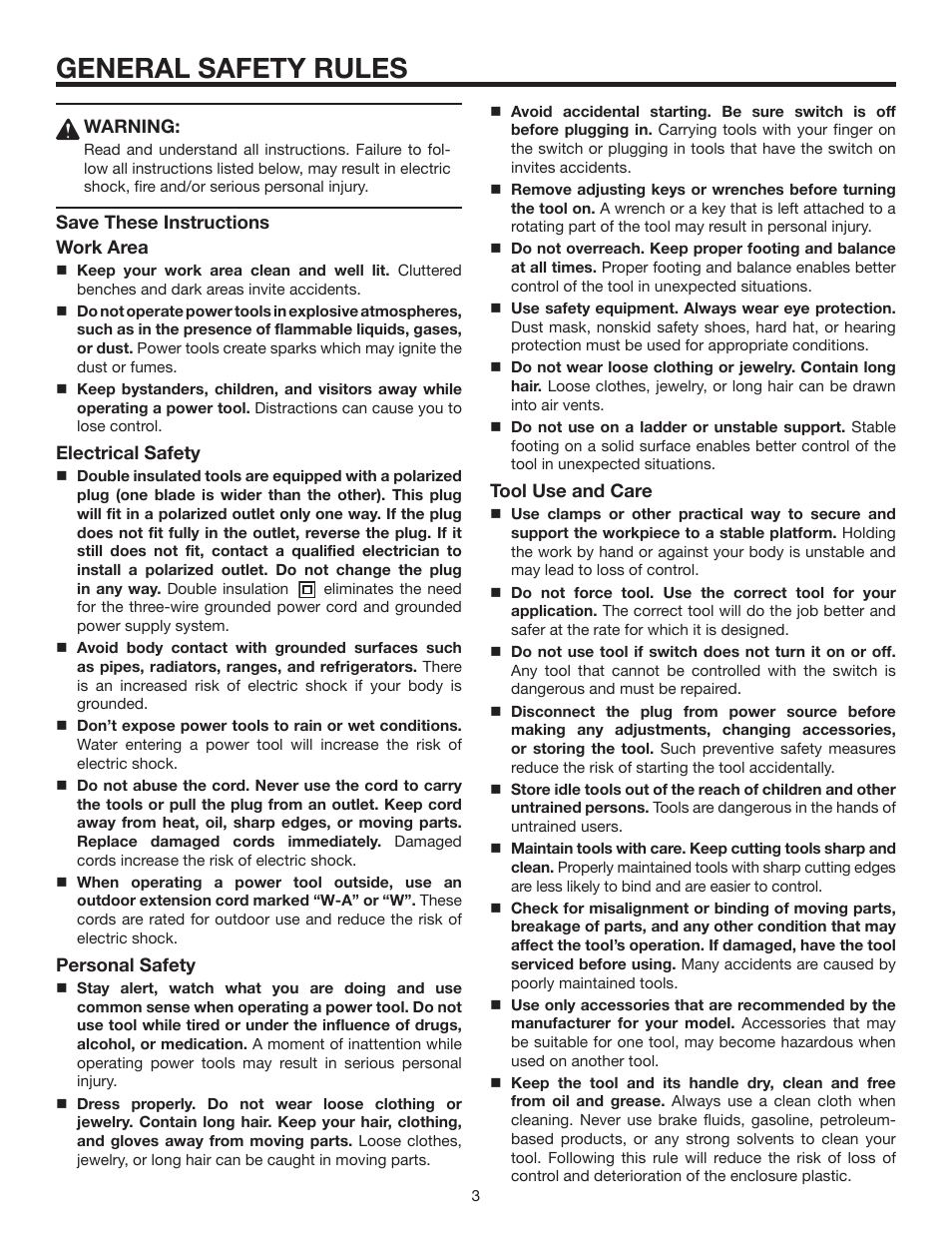 General safety rules | RIDGID R1000 User Manual | Page 3 / 20