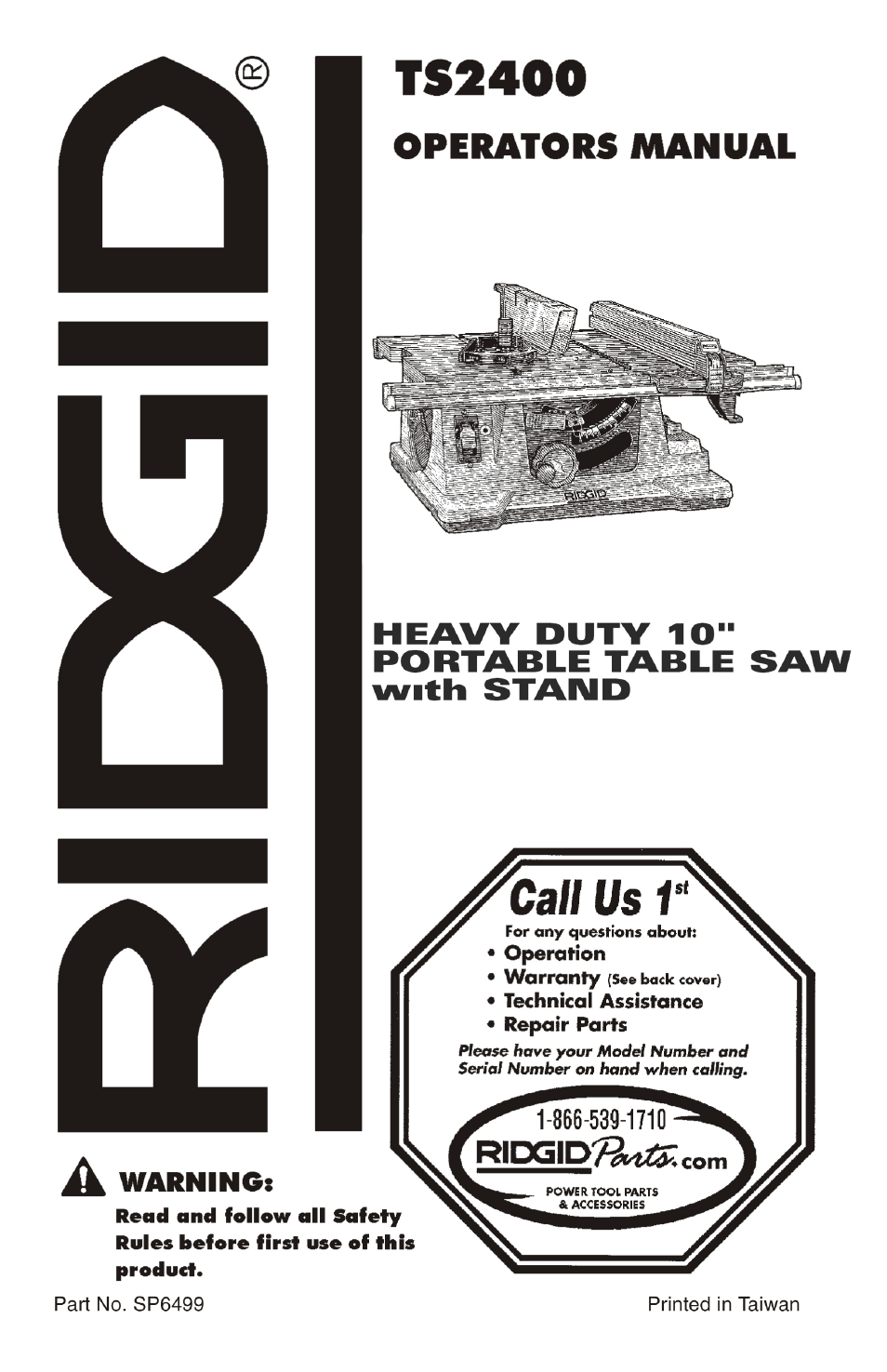 RIDGID TS 2400 User Manual | 68 pages