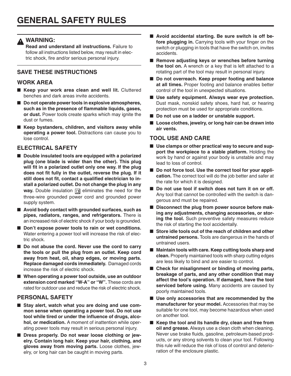 General safety rules | RIDGID R7120 User Manual | Page 3 / 18