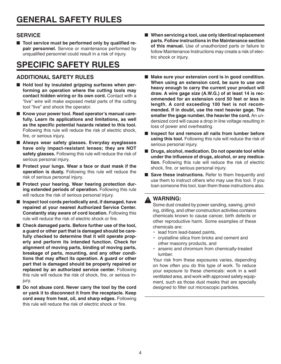 General safety rules specific safety rules | RIDGID R7120 User Manual | Page 4 / 18