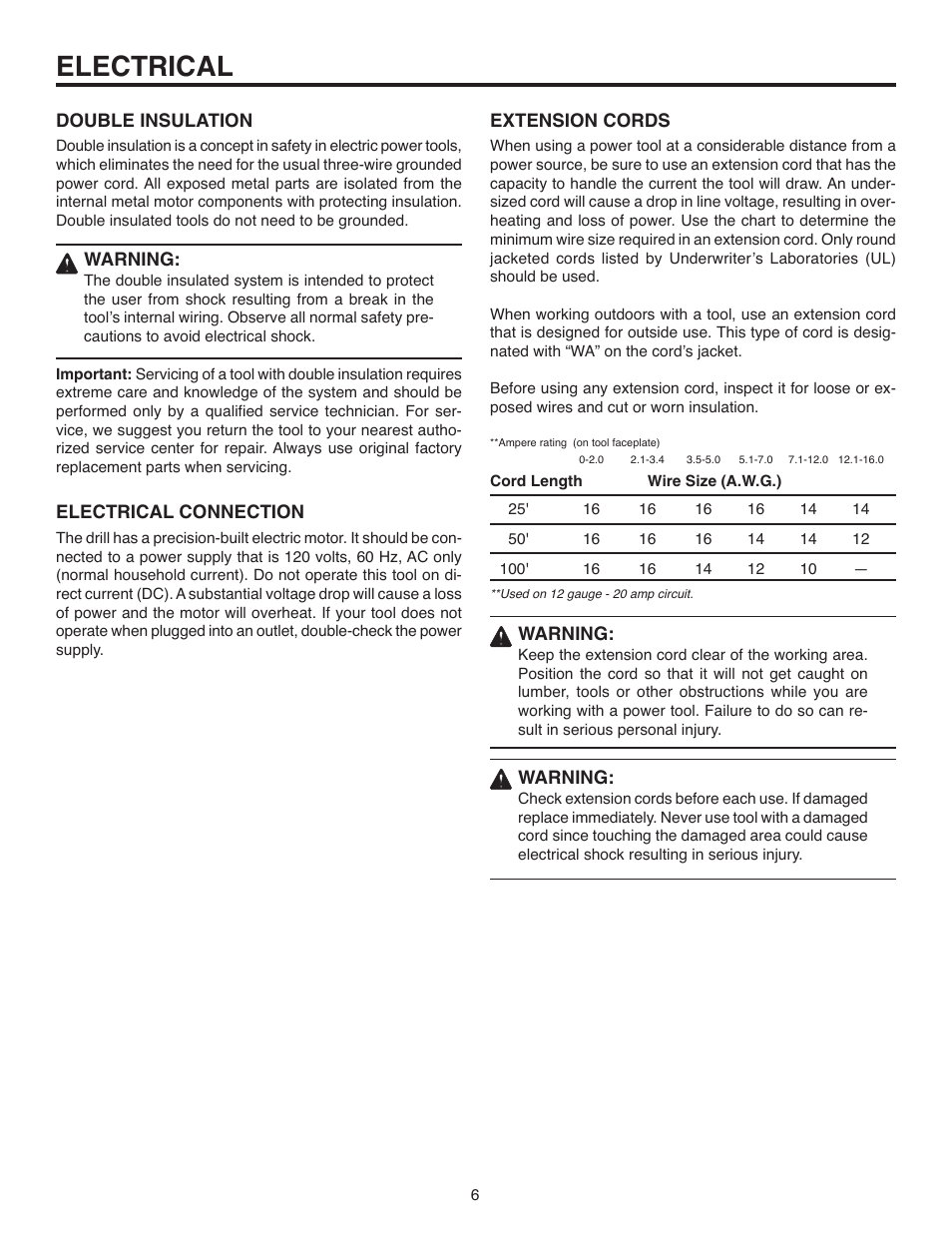 Electrical | RIDGID R7120 User Manual | Page 6 / 18