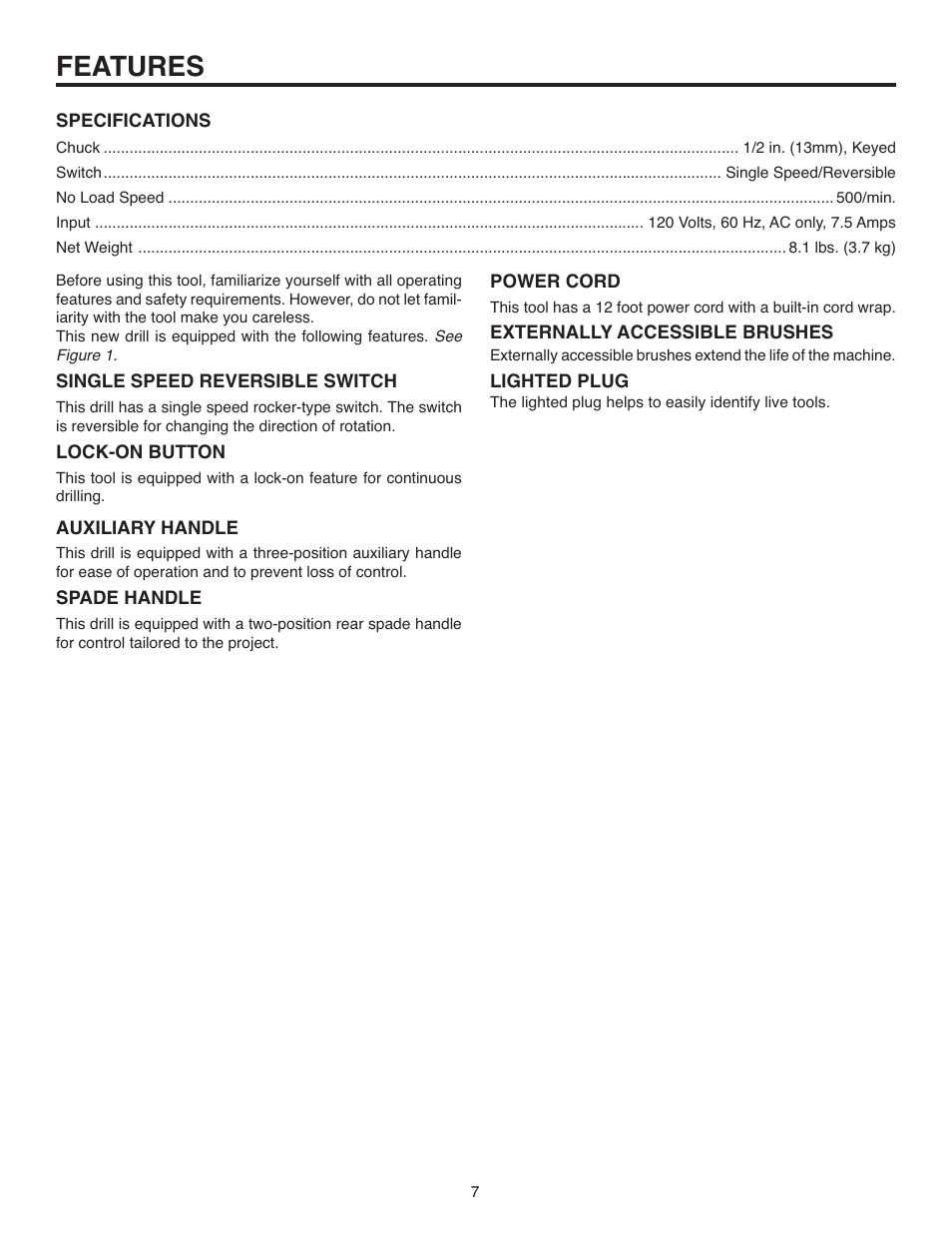 Features | RIDGID R7120 User Manual | Page 7 / 18