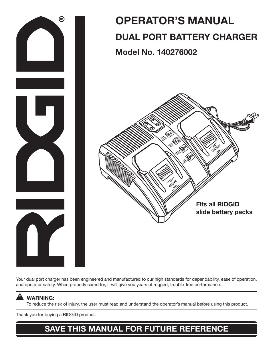 RIDGID 140276002 User Manual | 8 pages