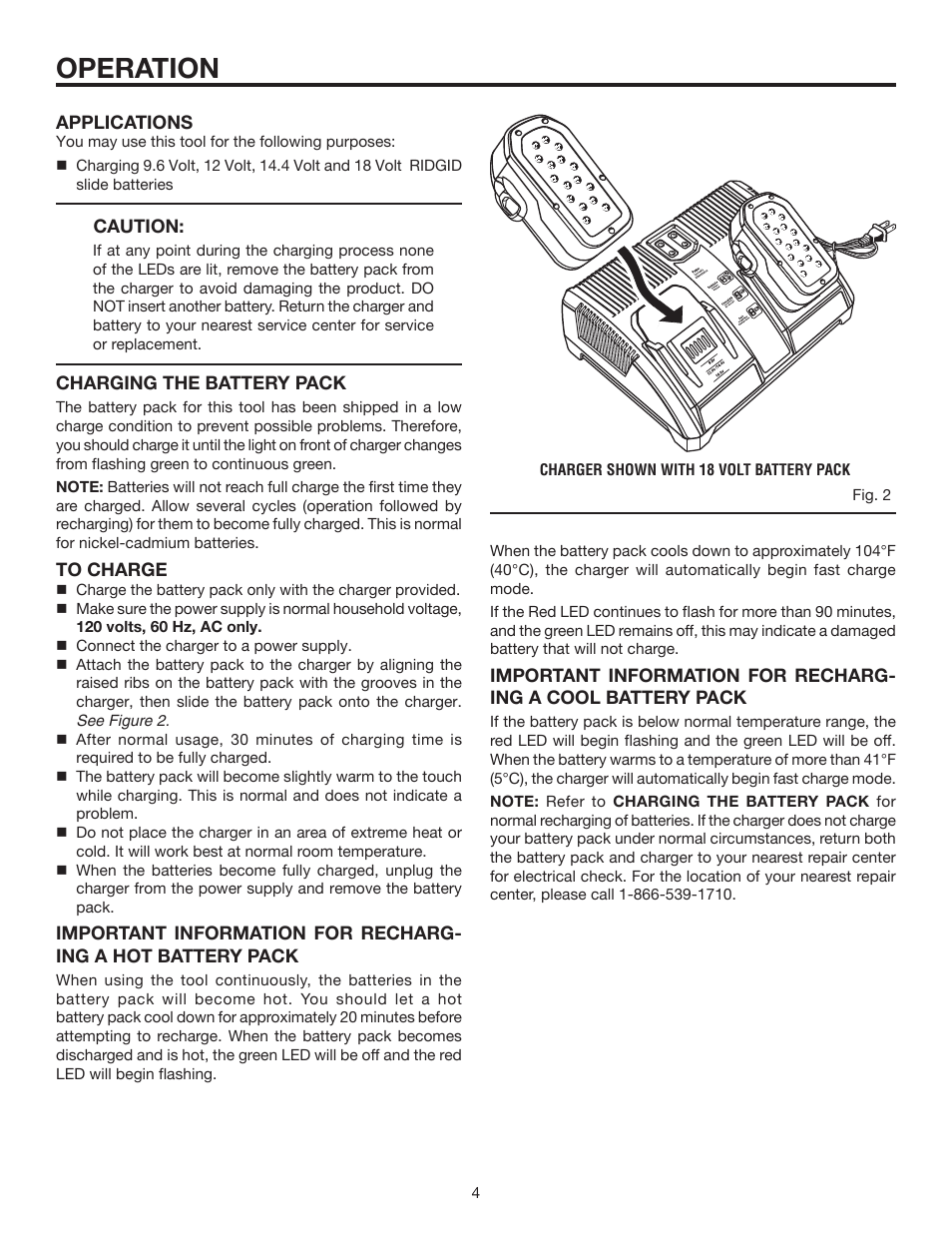 Operation | RIDGID 140276002 User Manual | Page 4 / 8