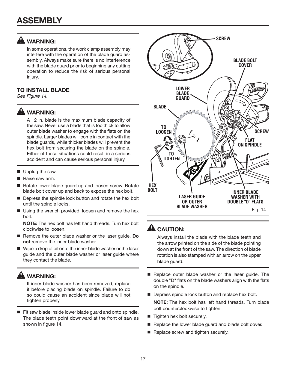 Assembly | RIDGID MS1250LZ1 User Manual | Page 17 / 34