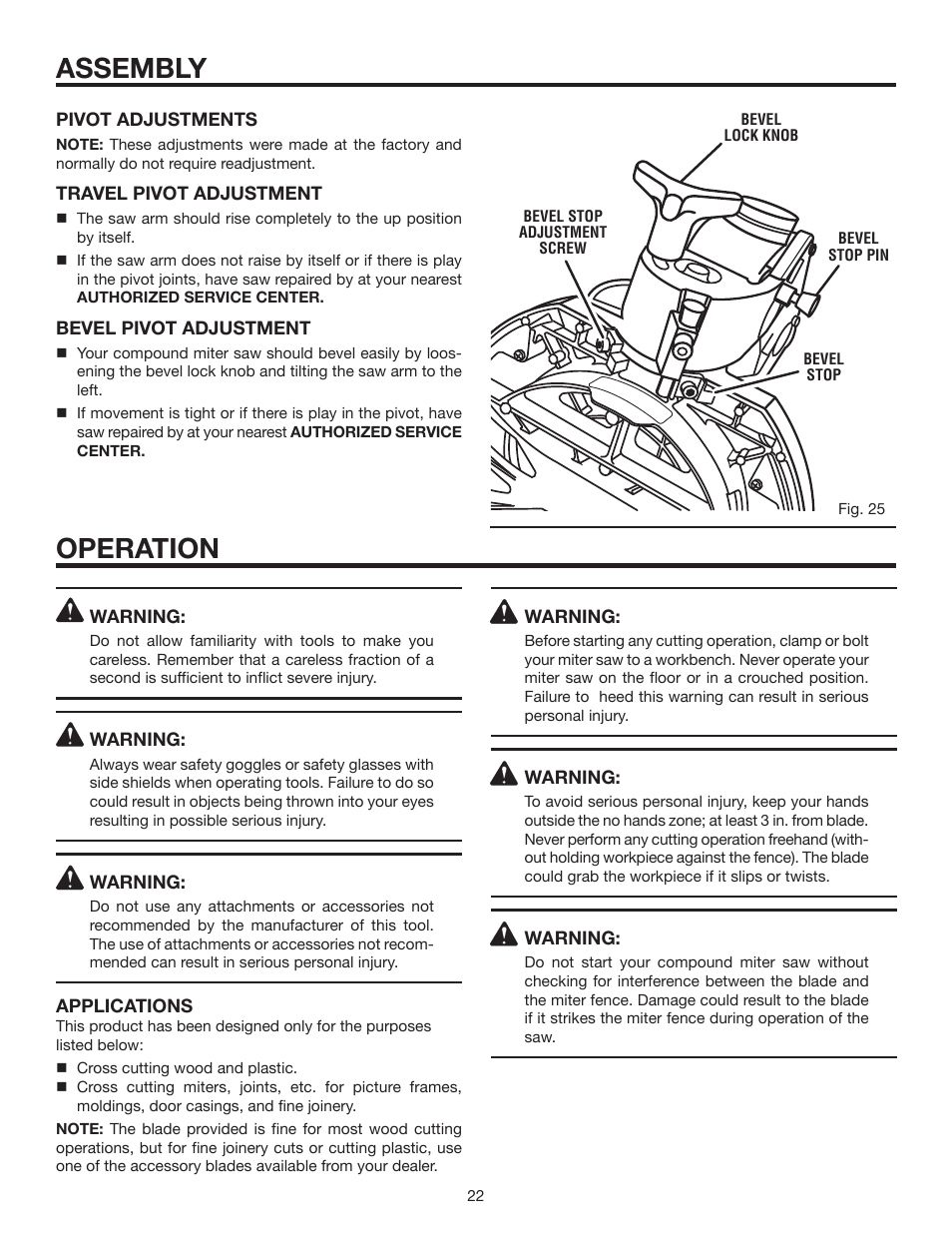 Operation assembly | RIDGID MS1250LZ1 User Manual | Page 22 / 34