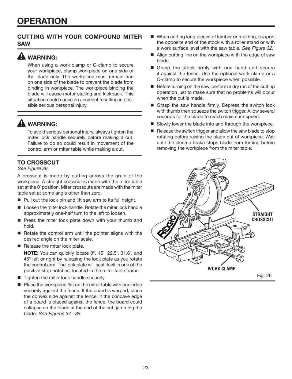 Operation | RIDGID MS1250LZ1 User Manual | Page 23 / 34