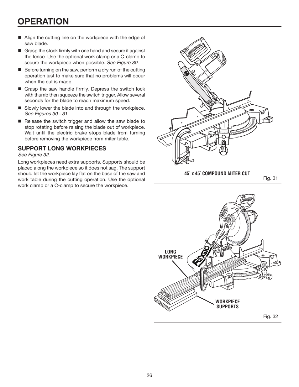 Operation | RIDGID MS1250LZ1 User Manual | Page 26 / 34