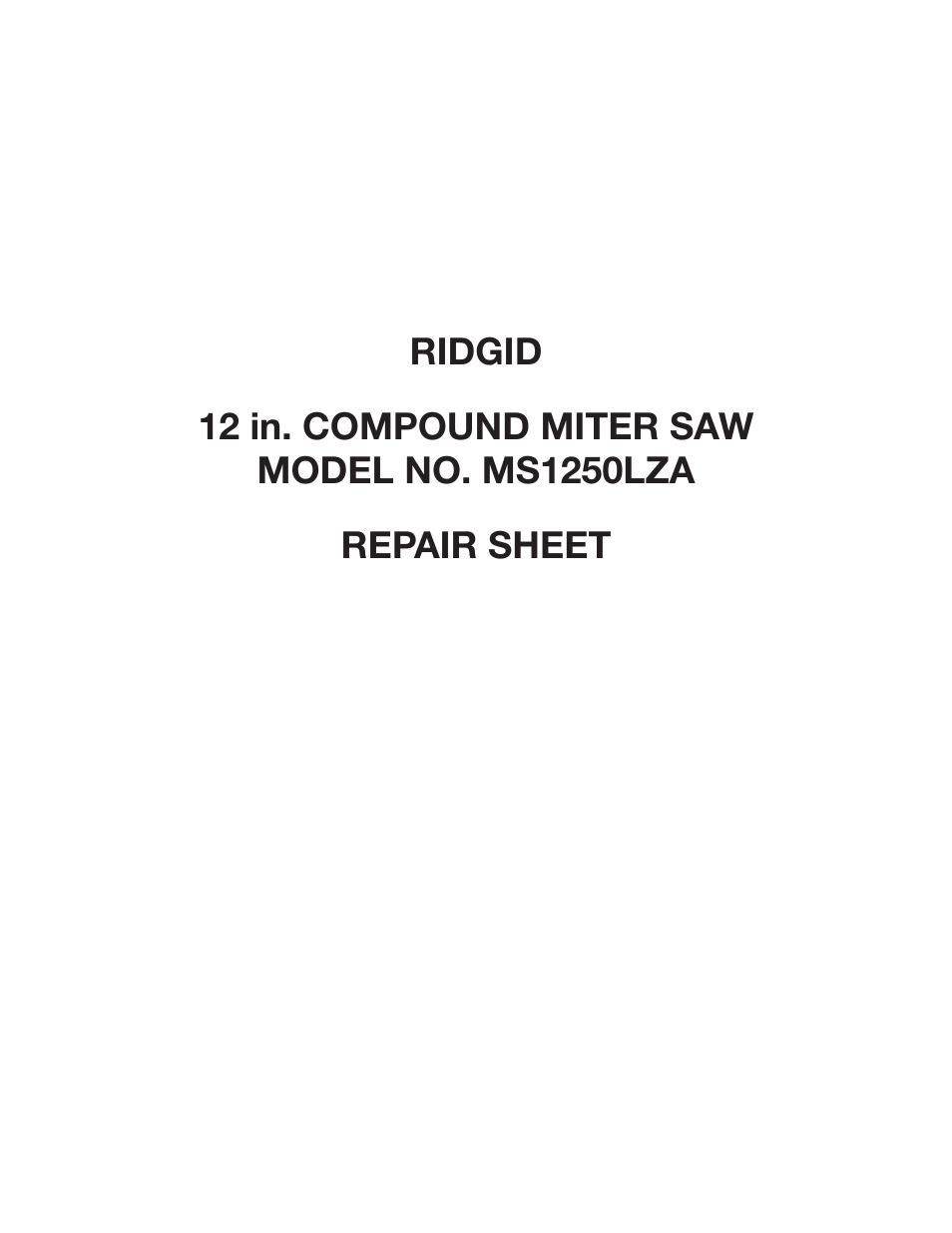RIDGID MS1250LZA User Manual | 36 pages