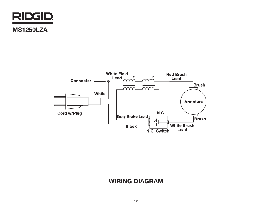 RIDGID MS1250LZA User Manual | Page 12 / 36