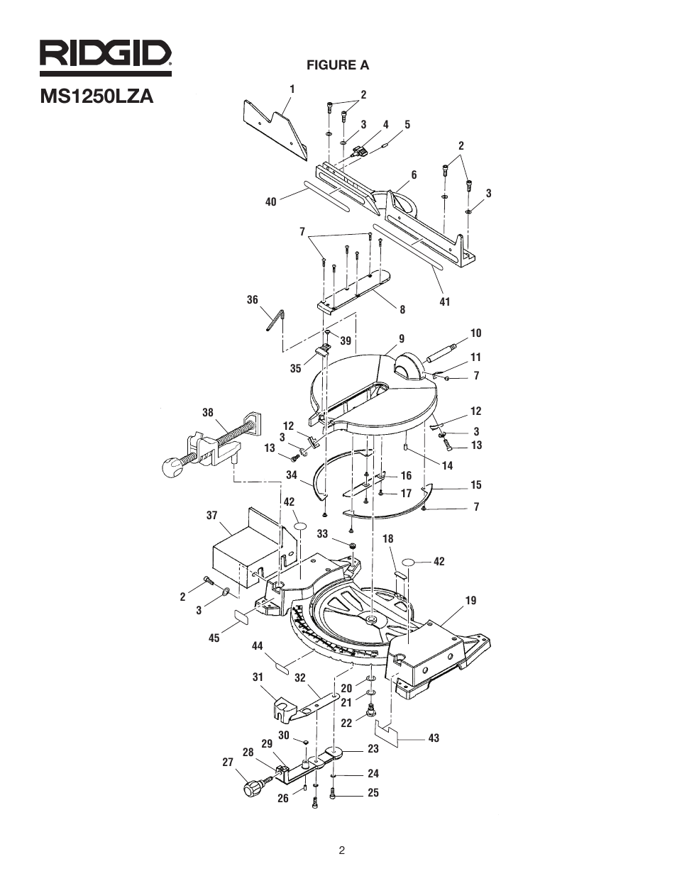 Ms1250lza | RIDGID MS1250LZA User Manual | Page 2 / 36
