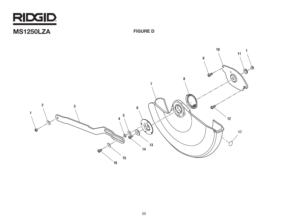 Ms1250lza | RIDGID MS1250LZA User Manual | Page 20 / 36