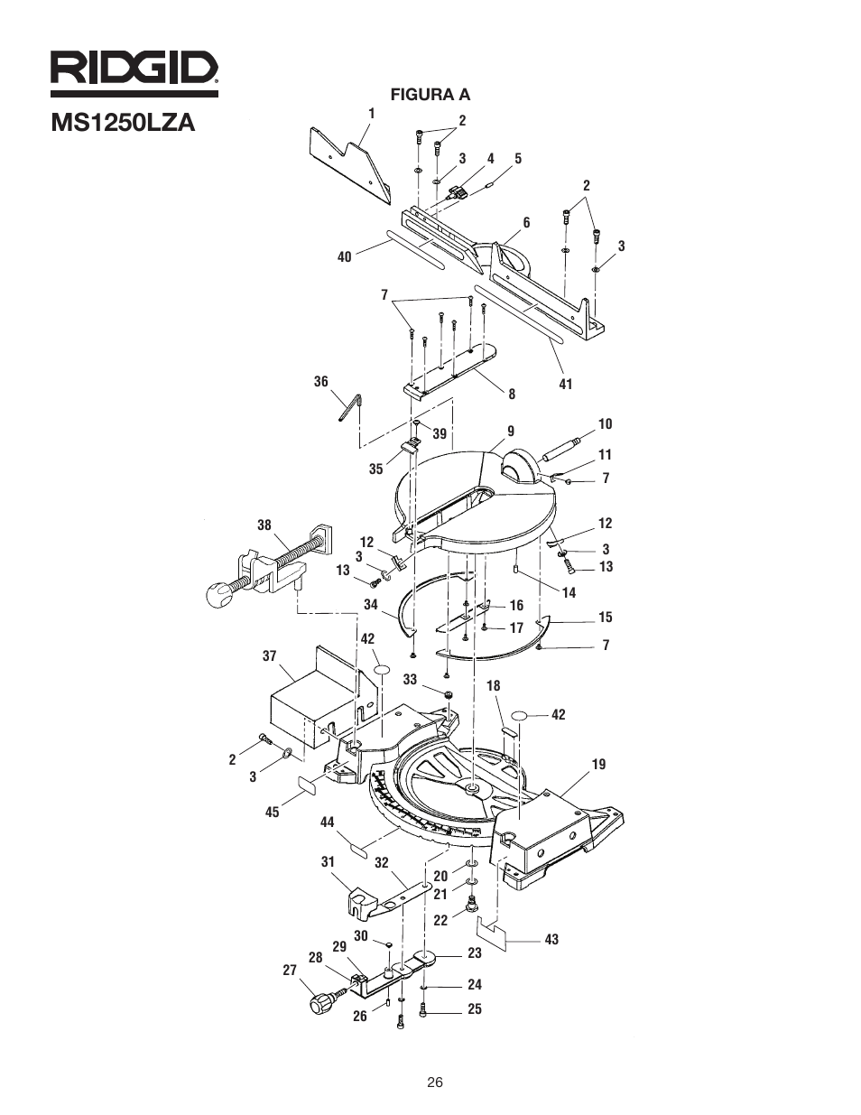 Ms1250lza | RIDGID MS1250LZA User Manual | Page 26 / 36