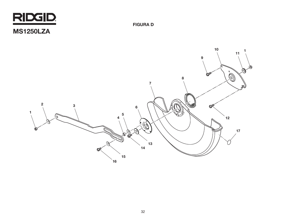 Ms1250lza | RIDGID MS1250LZA User Manual | Page 32 / 36