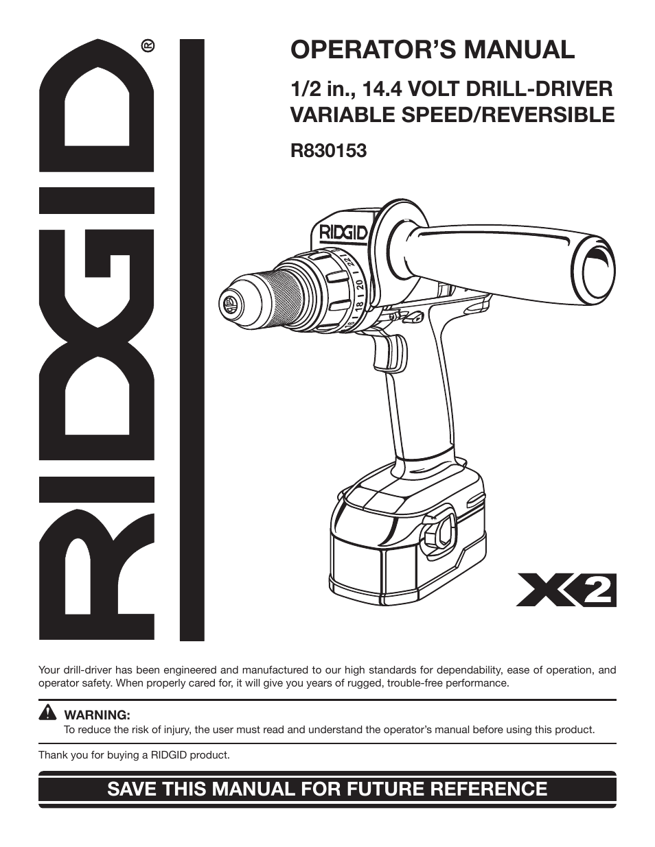RIDGID R830153 User Manual | 20 pages