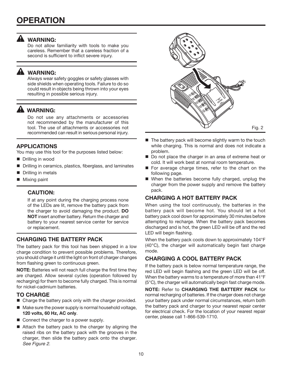 Operation | RIDGID R830153 User Manual | Page 10 / 20