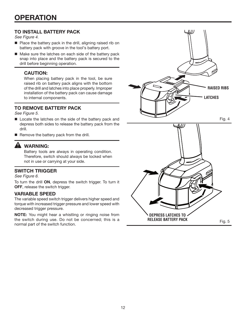Operation | RIDGID R830153 User Manual | Page 12 / 20
