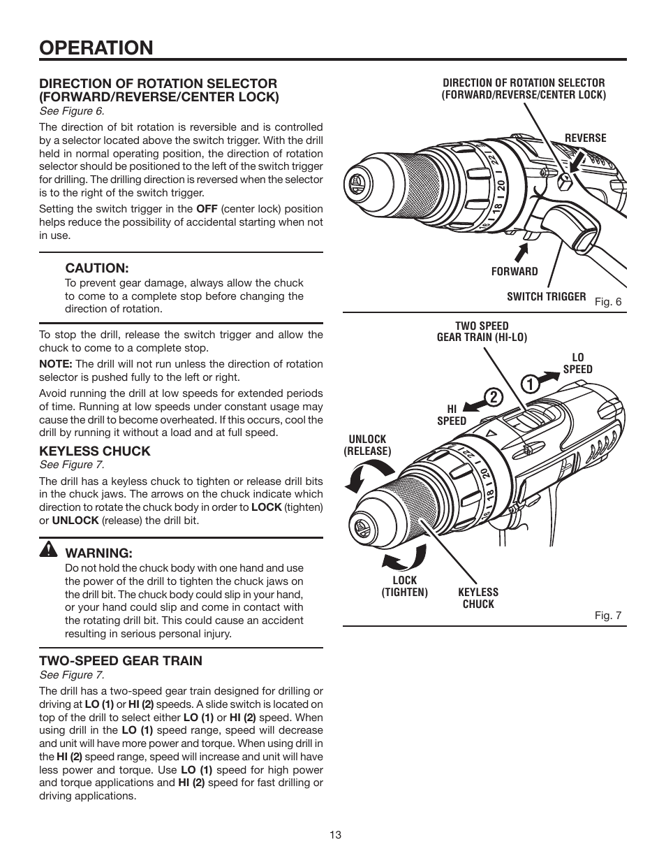 Operation | RIDGID R830153 User Manual | Page 13 / 20