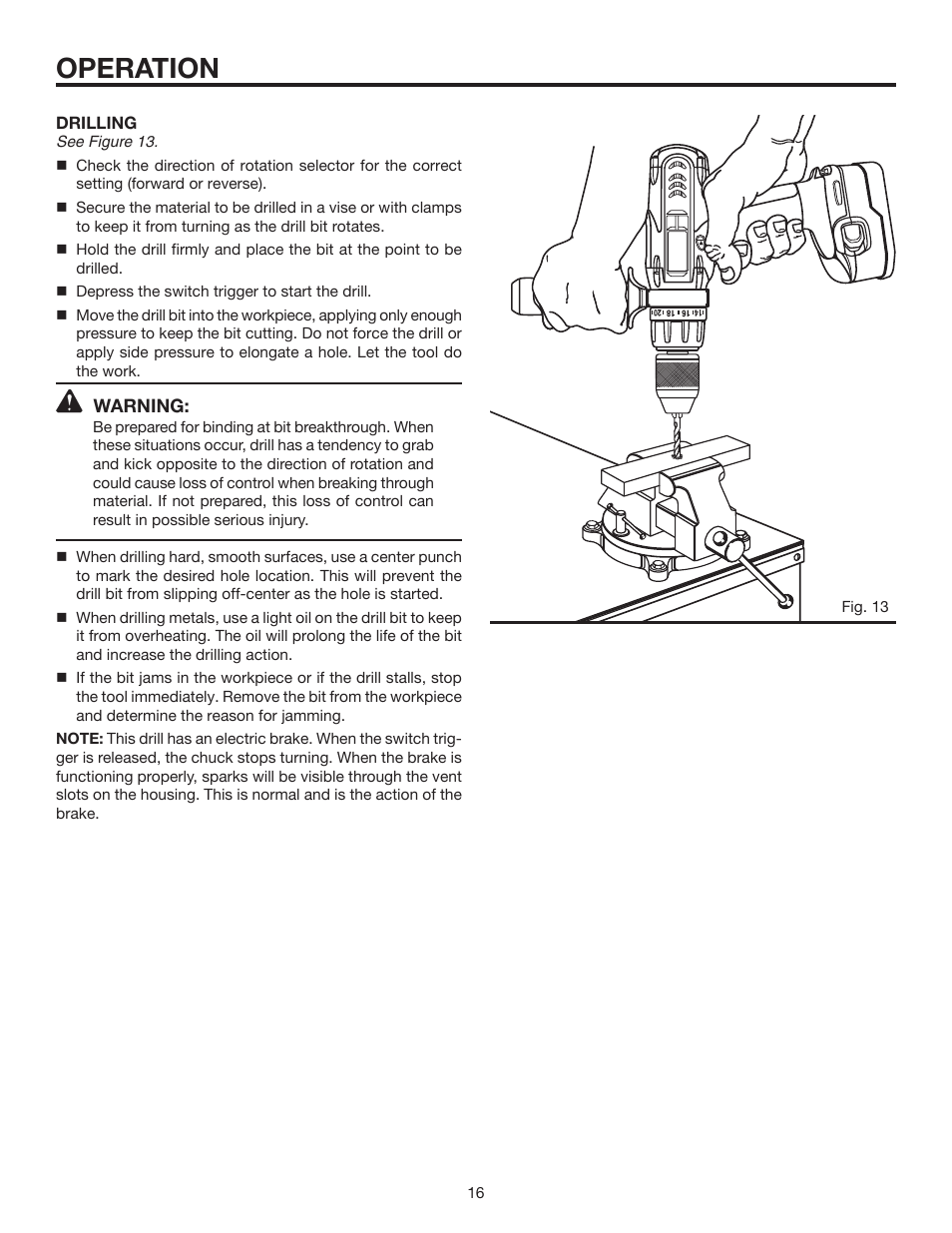 Operation | RIDGID R830153 User Manual | Page 16 / 20