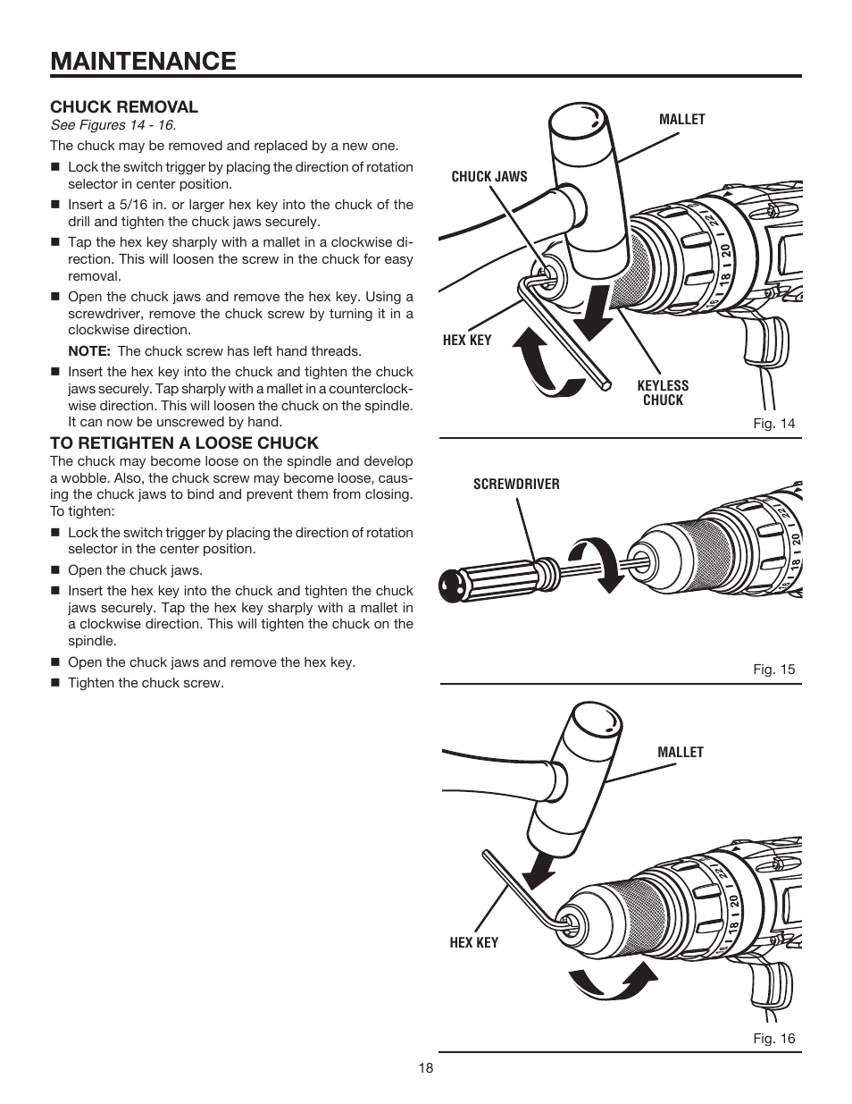 Maintenance | RIDGID R830153 User Manual | Page 18 / 20