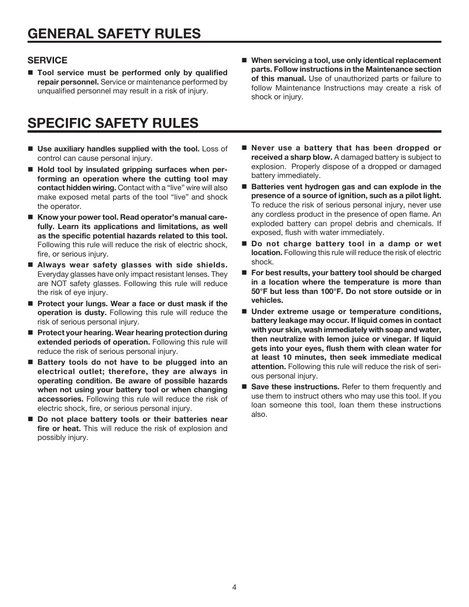 General safety rules specific safety rules | RIDGID R830153 User Manual | Page 4 / 20