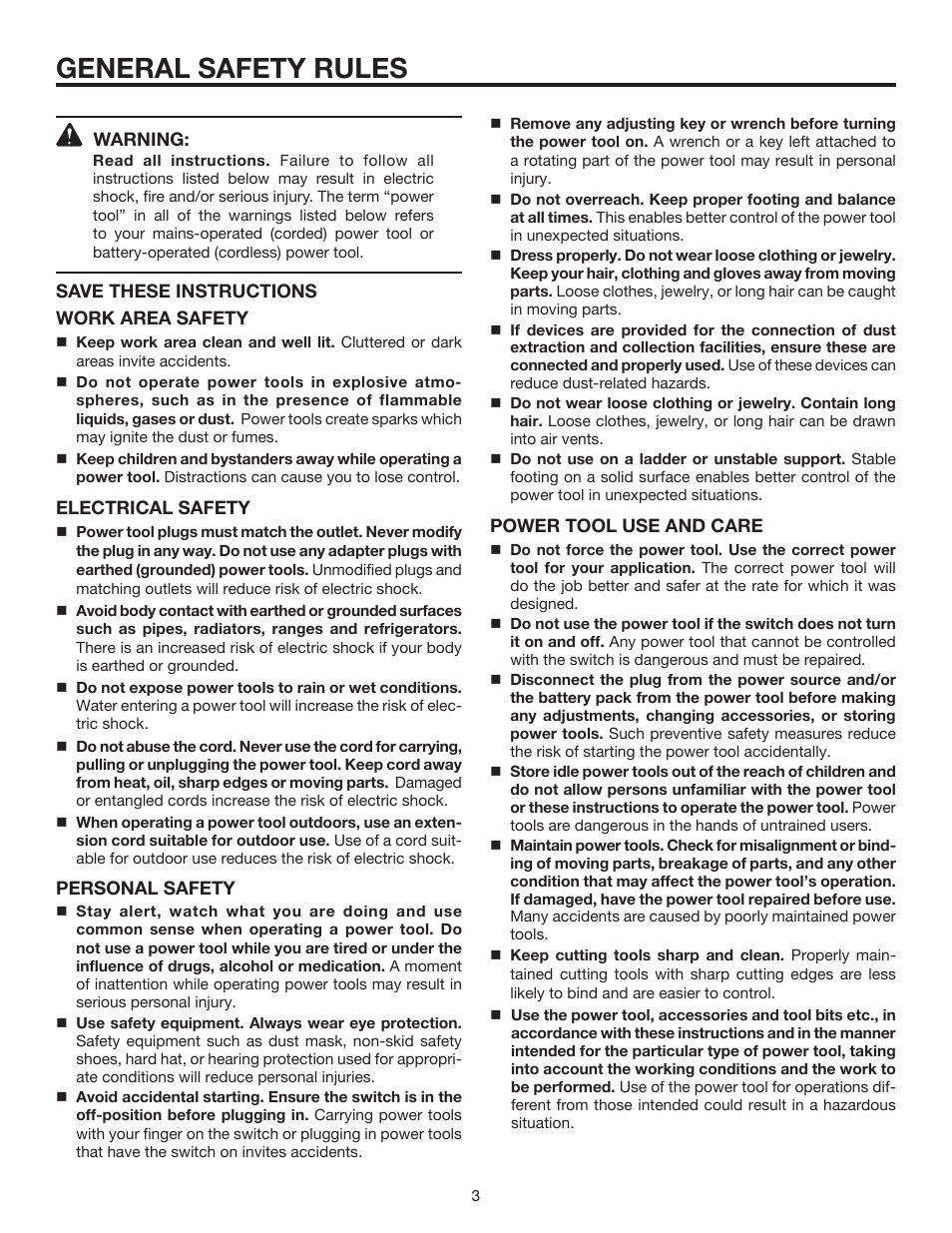 General safety rules | RIDGID R2611 User Manual | Page 3 / 16