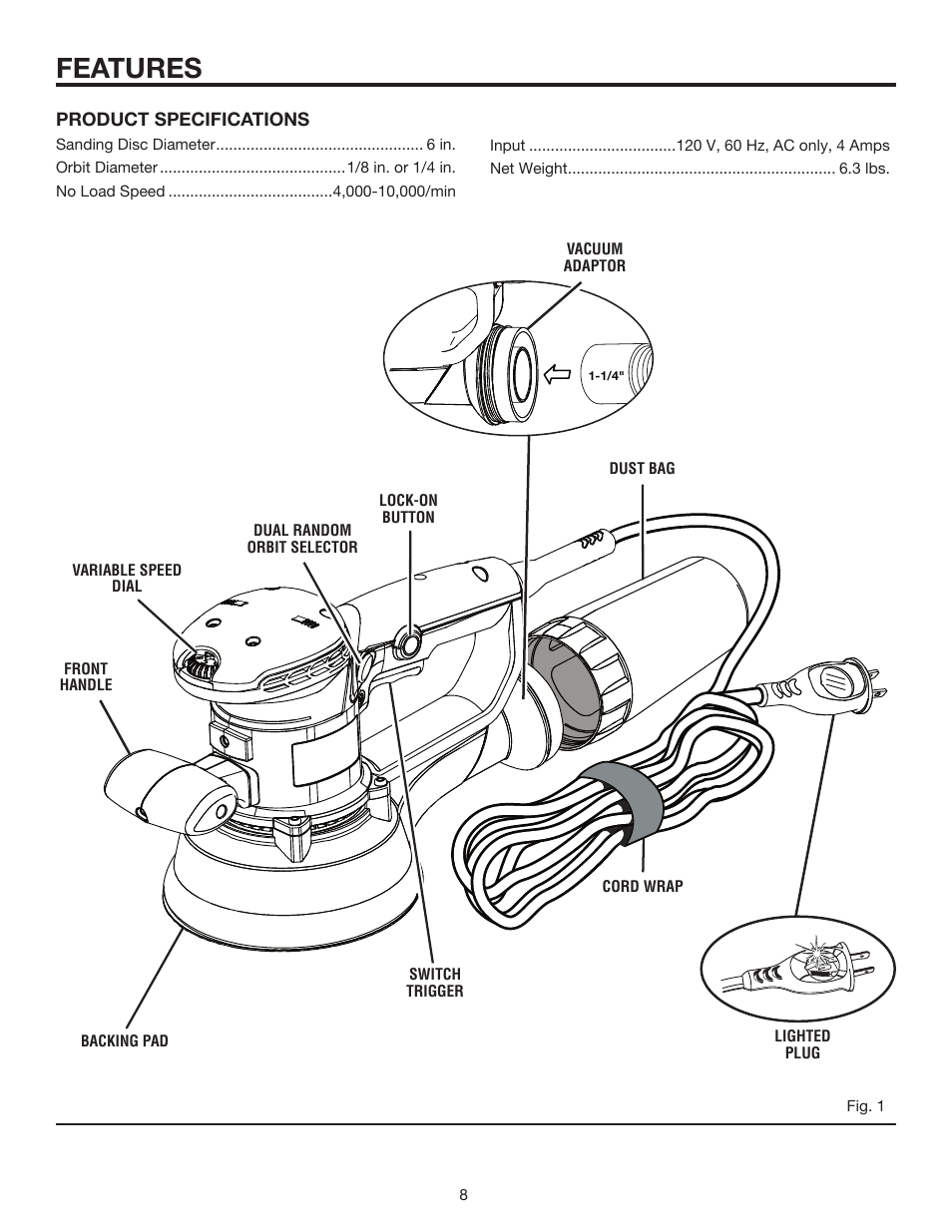 Features | RIDGID R2611 User Manual | Page 8 / 16