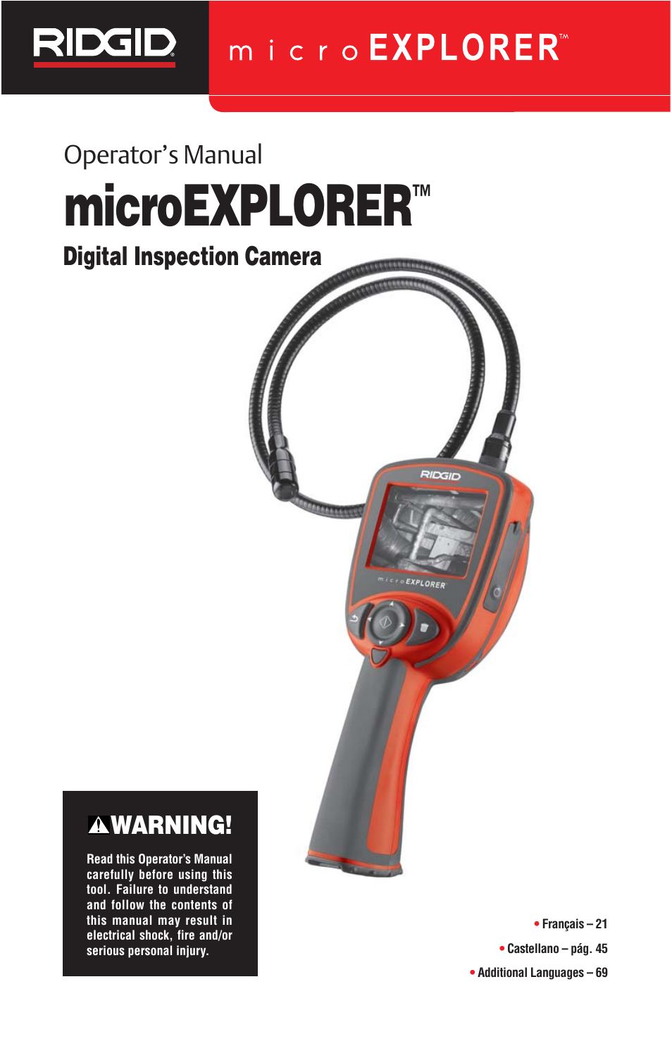 RIDGID Digital Inspection Camera microEXPLORER User Manual | 71 pages