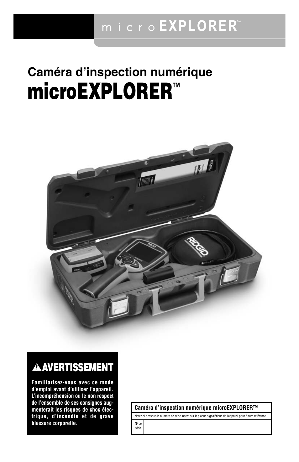 Microexplorer, Caméra d’inspection numérique, Avertissement | RIDGID Digital Inspection Camera microEXPLORER User Manual | Page 23 / 71