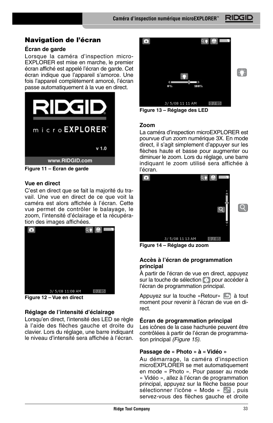 Navigation de l’écran | RIDGID Digital Inspection Camera microEXPLORER User Manual | Page 35 / 71