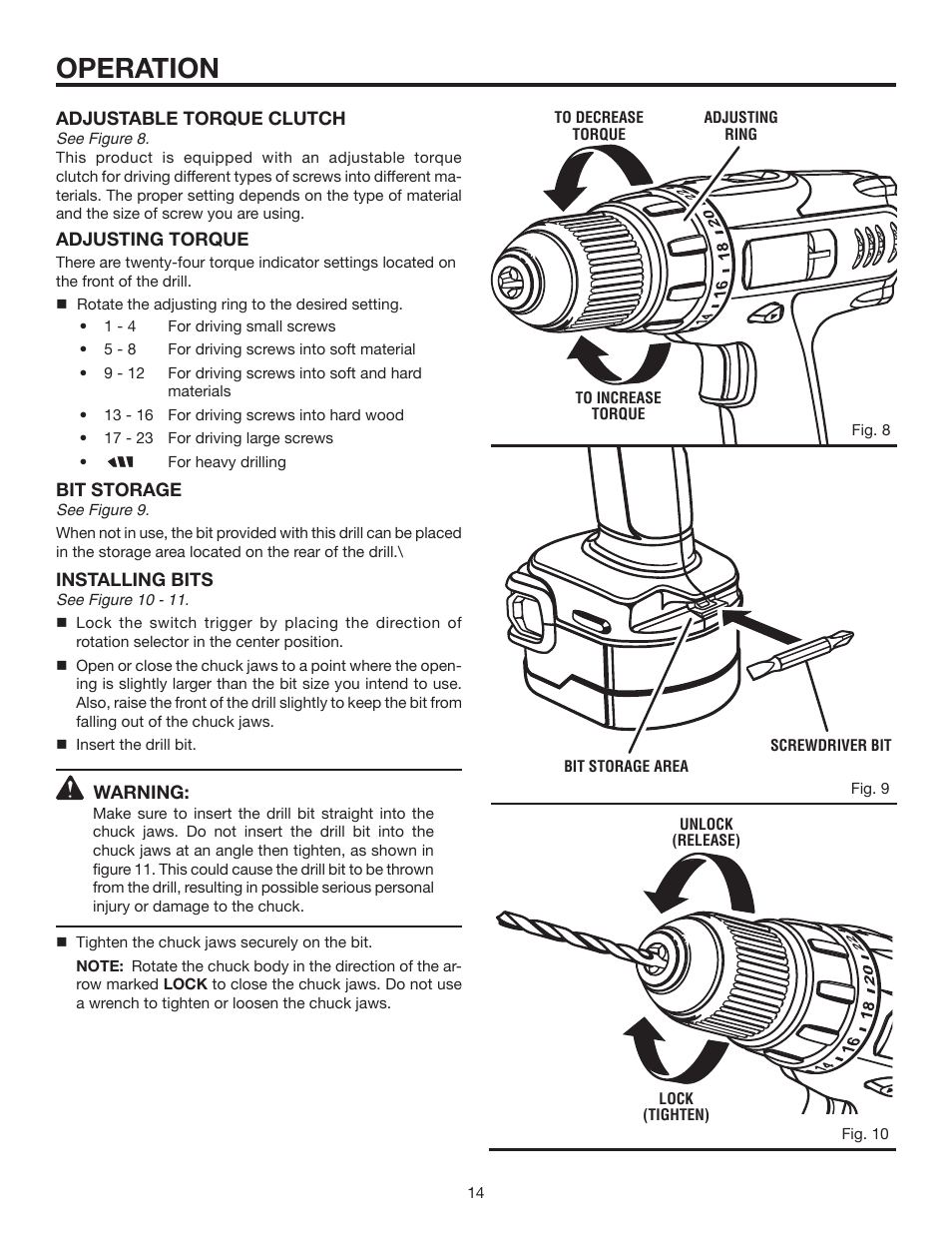 Operation | RIDGID R820011 User Manual | Page 14 / 20