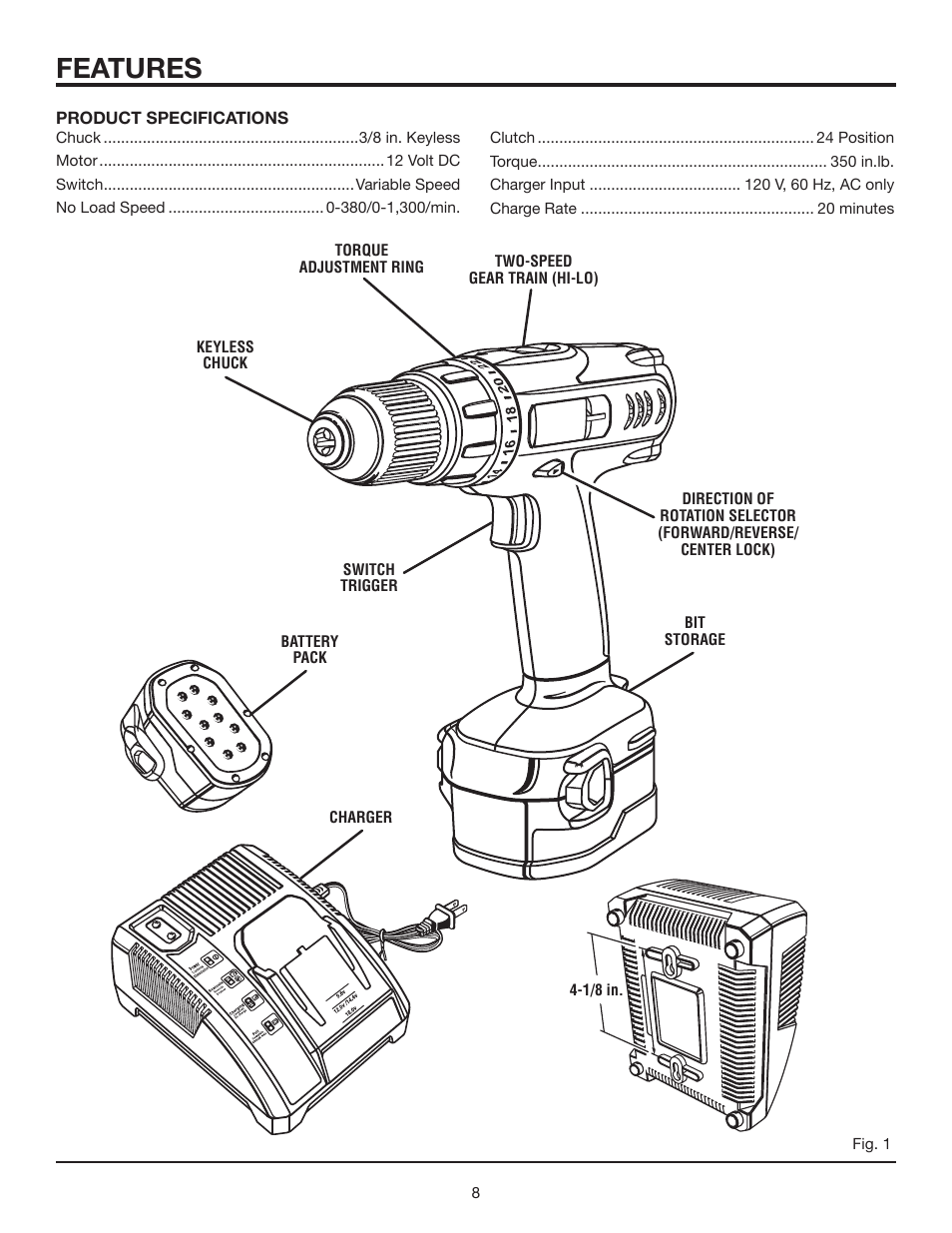 Features | RIDGID R820011 User Manual | Page 8 / 20