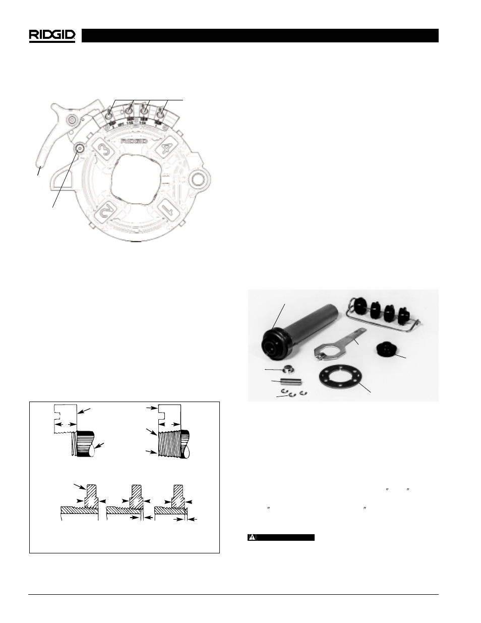 Vérification de la longueur de filetage, Installation, Filetage des raccords | RIDGID 1822-I User Manual | Page 42 / 79