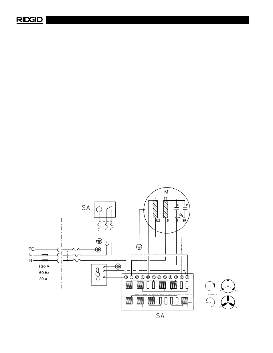 1822-ic, Diagrama de cableado, Ventilador | RIDGID 1822-I User Manual | Page 78 / 79