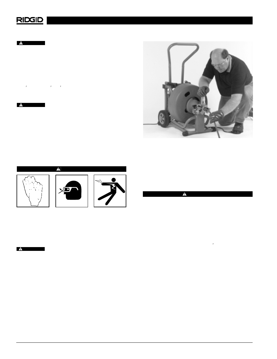 Operating instructions | RIDGID K6200 User Manual | Page 10 / 55