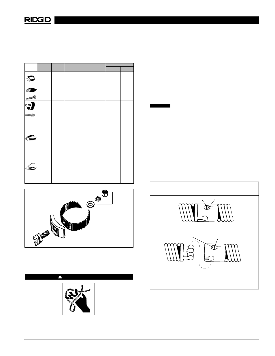 Montaje de la máquina, Instrucciones para montar el mango del soporte, Instrucciones para instalar el cable | Instrucciones para instalar la rueda de transporte, Advertencia | RIDGID K6200 User Manual | Page 41 / 55
