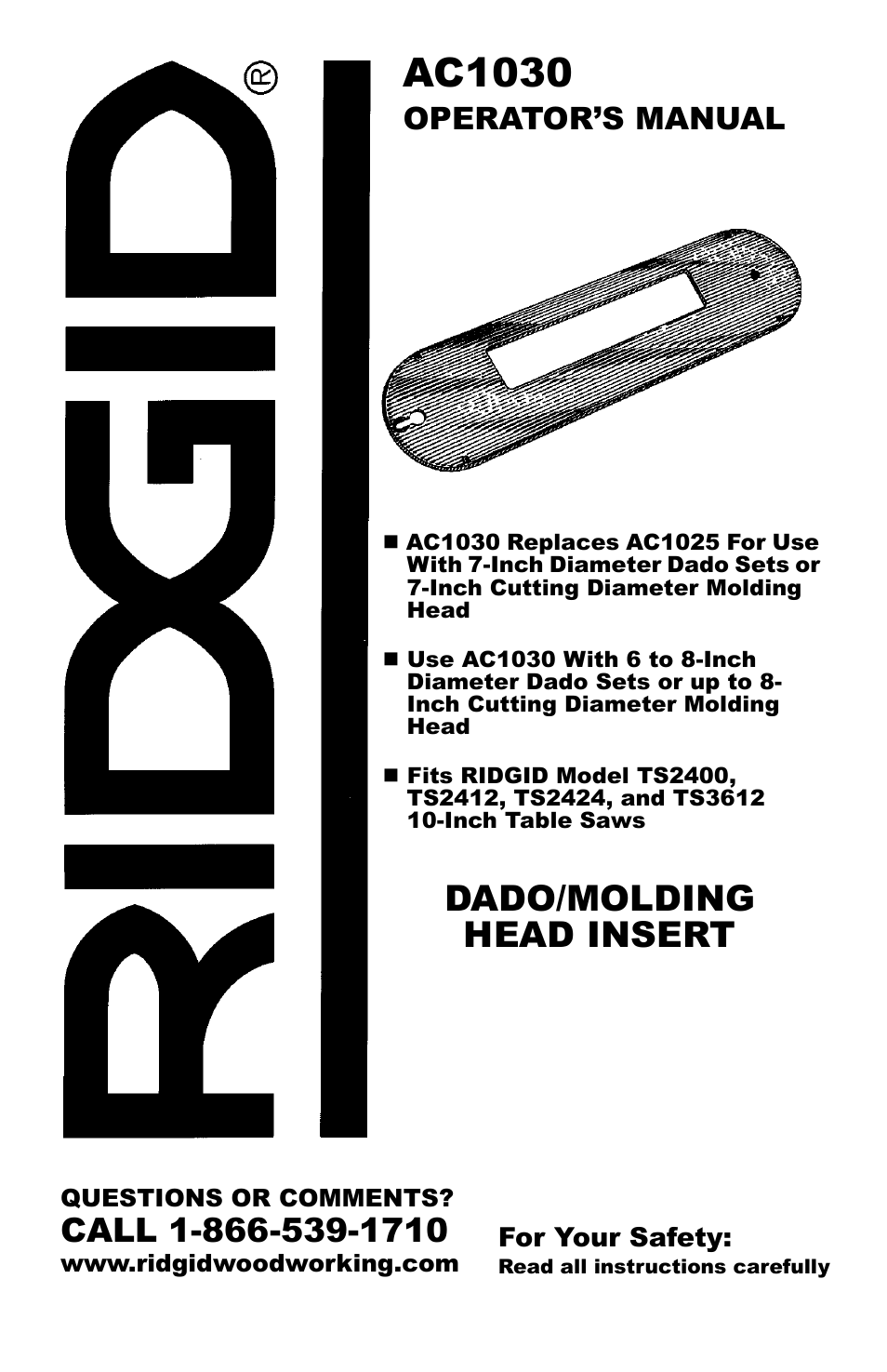 RIDGID AC1030 User Manual | 6 pages