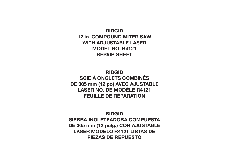 RIDGID R4121 User Manual | 25 pages