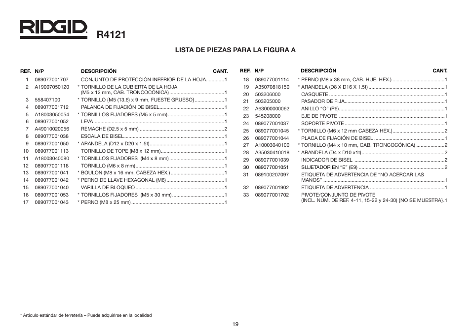 R4121 | RIDGID R4121 User Manual | Page 19 / 25