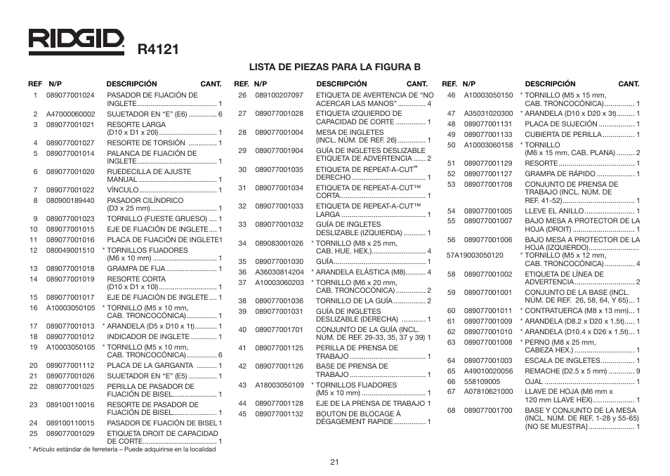 R4121 | RIDGID R4121 User Manual | Page 21 / 25