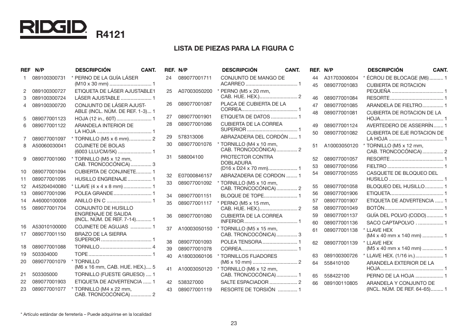 R4121 | RIDGID R4121 User Manual | Page 23 / 25