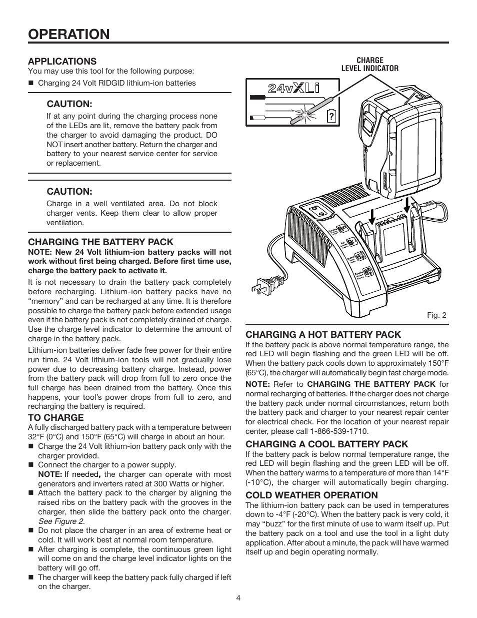 Operation | RIDGID R85009 User Manual | Page 4 / 8