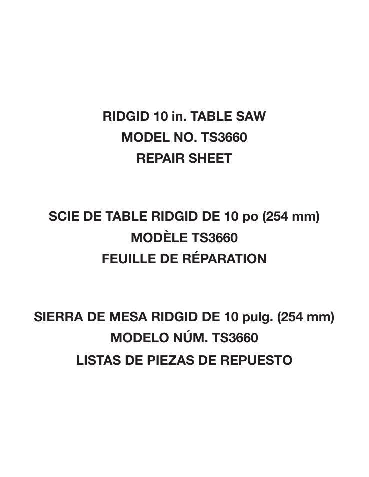 RIDGID TS3660 User Manual | 56 pages