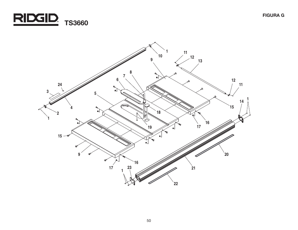 Ts3660 | RIDGID TS3660 User Manual | Page 50 / 56