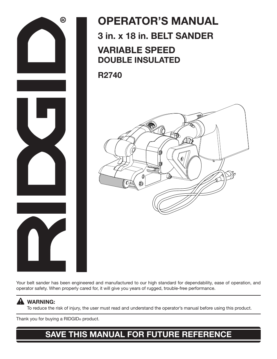 RIDGID R2740 User Manual | 20 pages