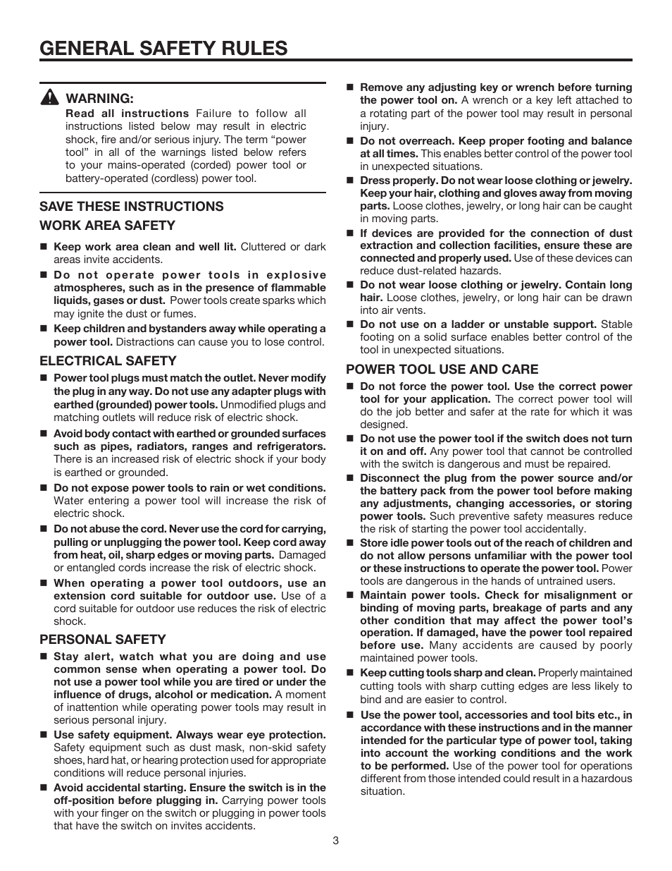 General safety rules | RIDGID R2740 User Manual | Page 3 / 20