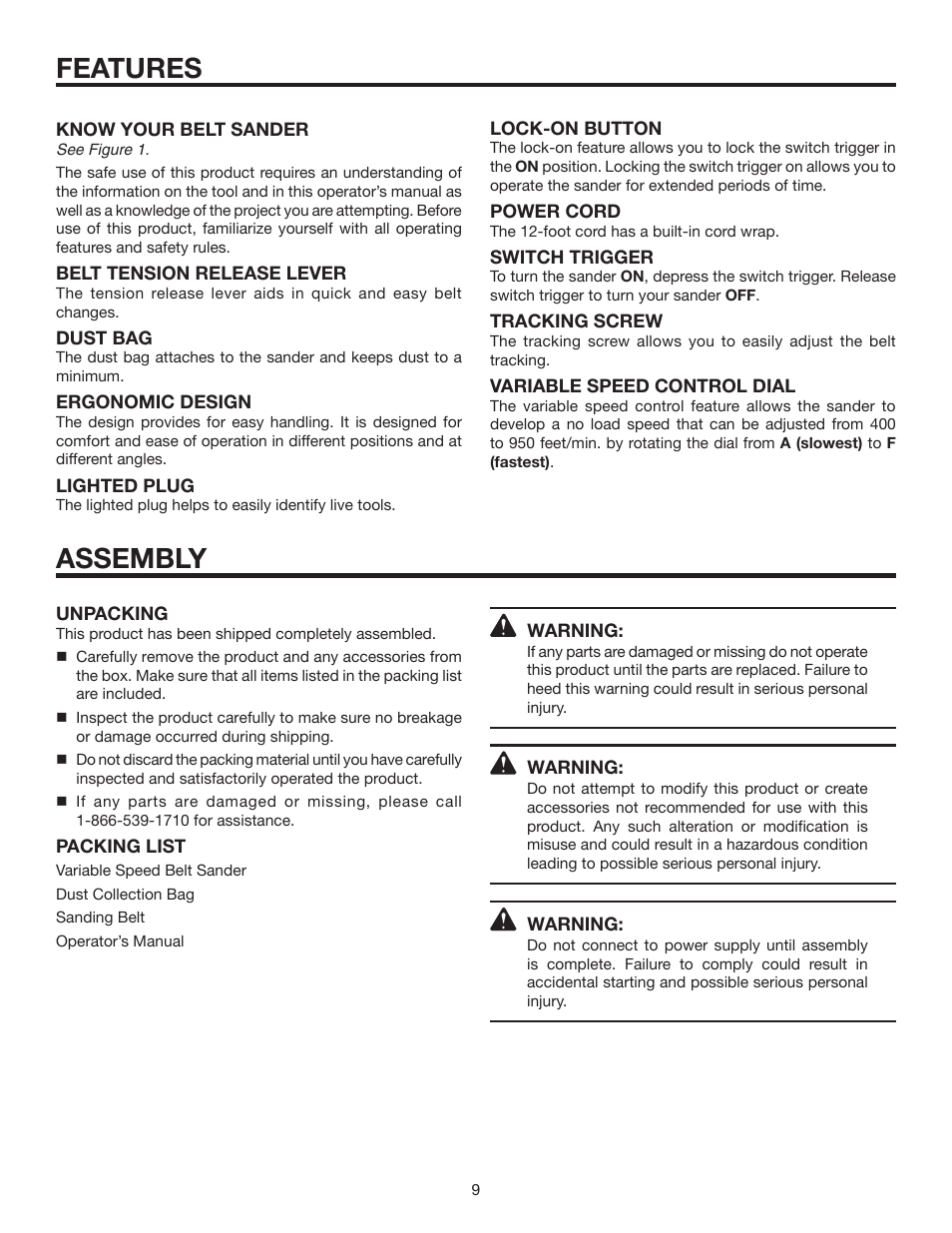 Features assembly | RIDGID R2740 User Manual | Page 9 / 20