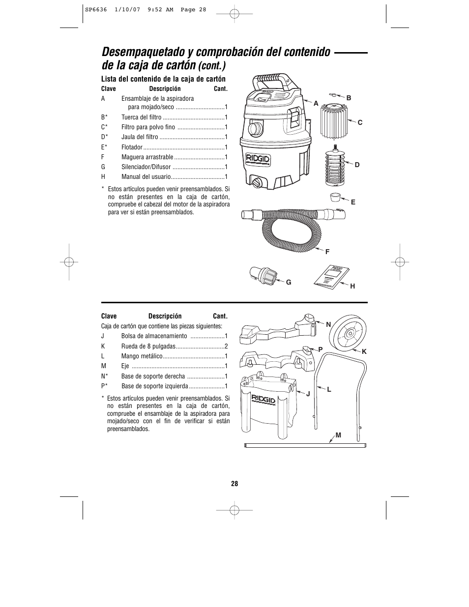 Cont.) | RIDGID RV2400A User Manual | Page 28 / 68